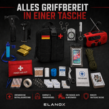 ELANOX® Survival Kit Teile mit Kurbelradio & Notfallausrüstung
