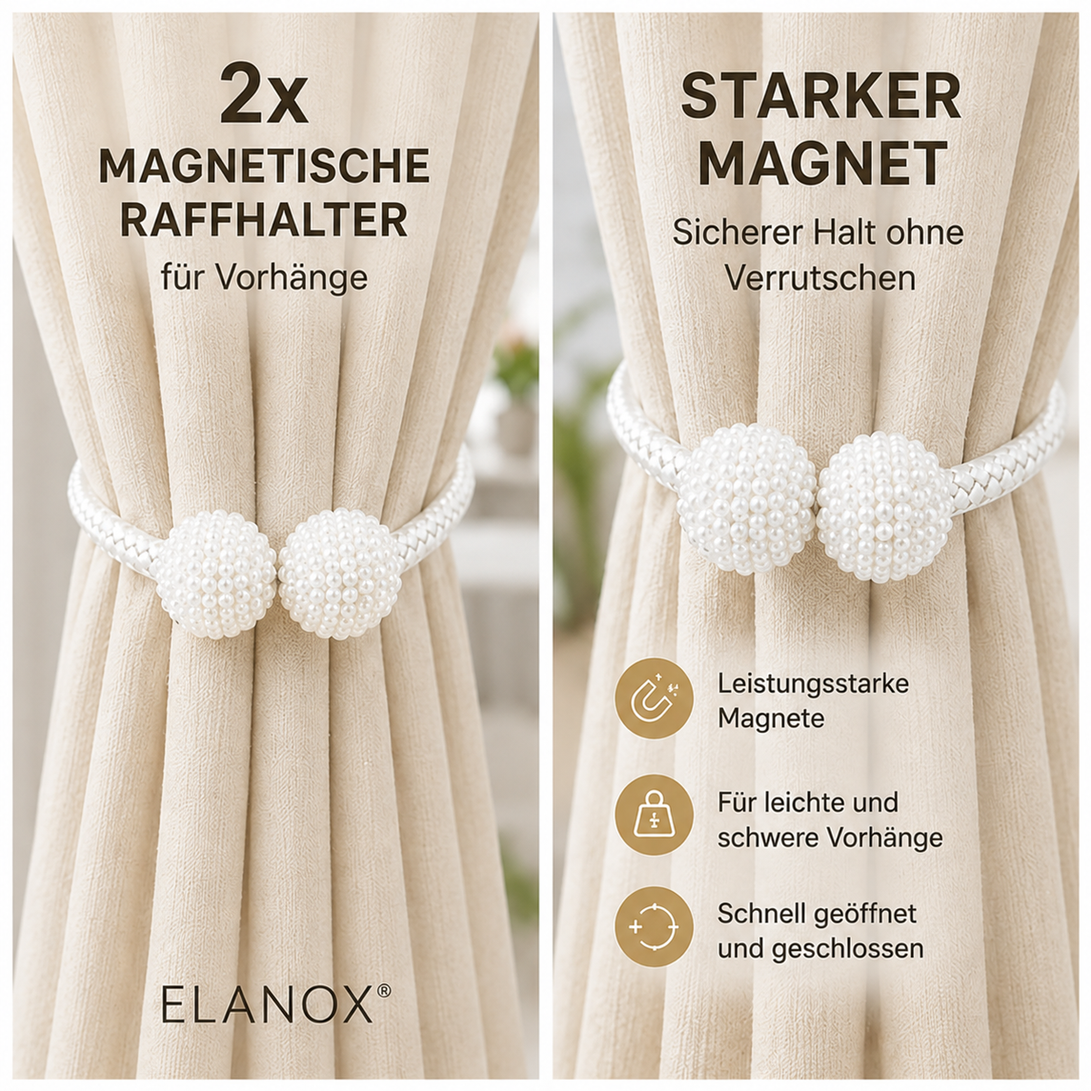 Magnetische Raffhalter mit Perlen – Ansicht 10