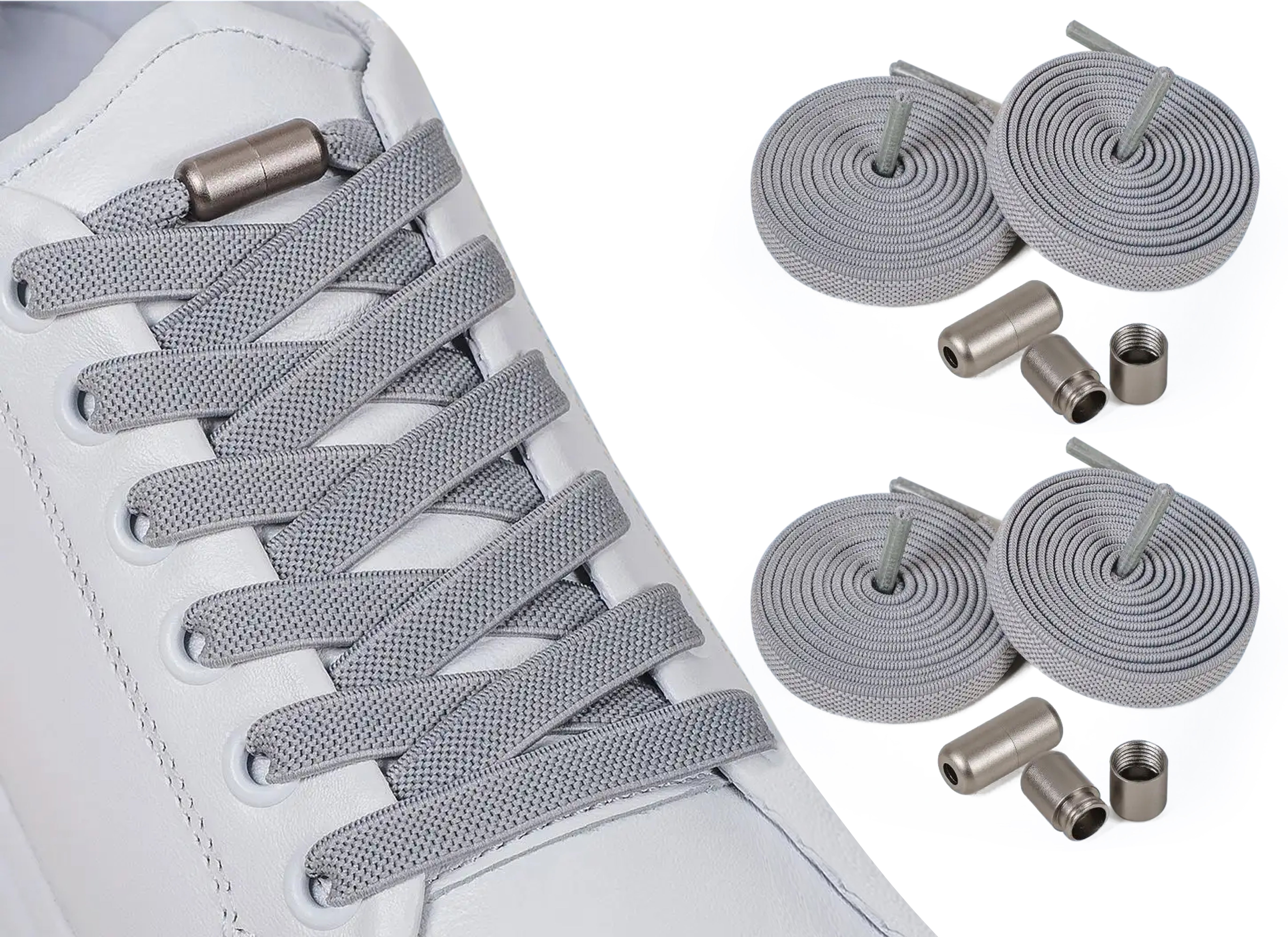 Elastische Schnürsenkel 8 mm – hellgrau