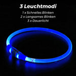 LED Hunde Halsband wiederaufladbar via USB, zuschneidbar, Farbe: BLAU