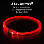 LED Hunde Halsband wiederaufladbar via USB, zuschneidbar, Farbe: ROT