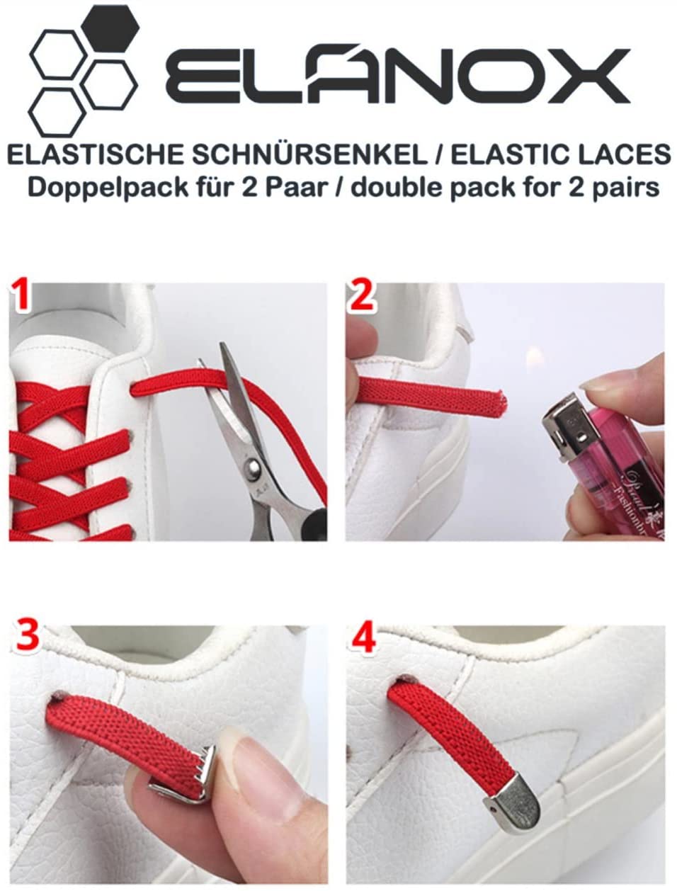 Elastische Schnürsenkel 6 mm – schwarz, Ansicht 3
