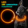 LED Hunde Halsband wiederaufladbar via USB, zuschneidbar, Farbe: ORANGE