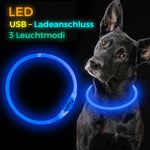 LED Hunde Halsband wiederaufladbar via USB, zuschneidbar, Farbe: BLAU