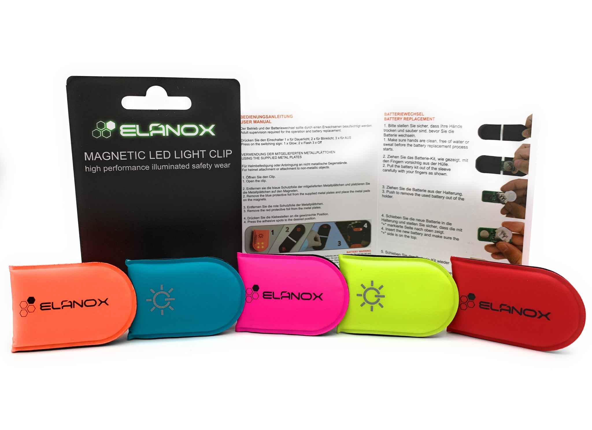 ELANOX LED Blinklicht ED Clip für mehr Sichtbarkeit Sicherheit für Rucksack  Kleidung
