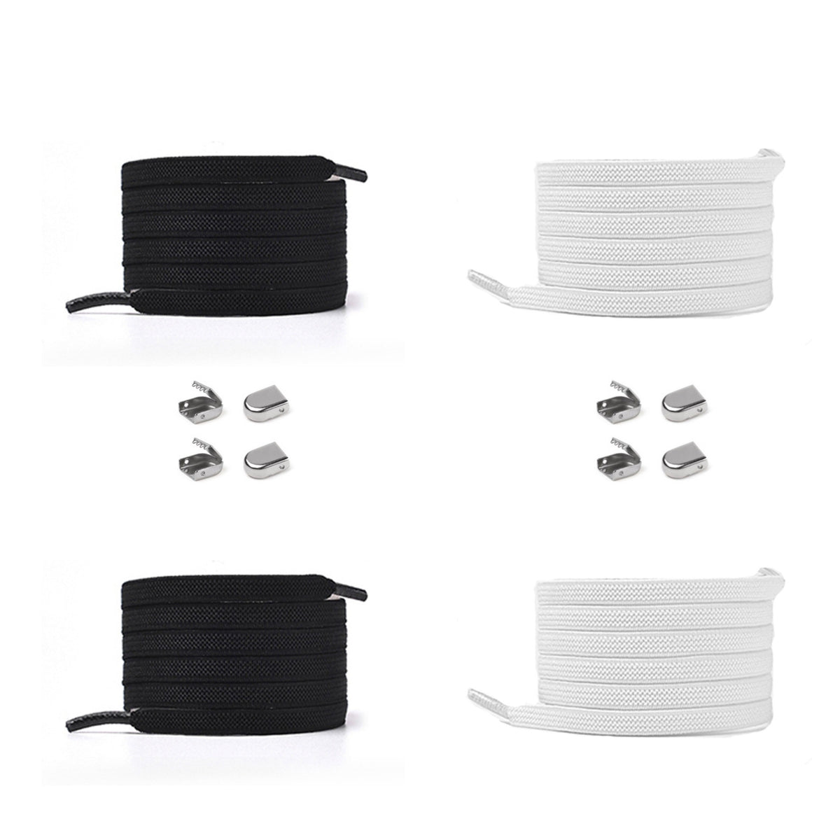 Elastische Schnürsenkel 6 mm – schwarz + weiß, Ansicht 2