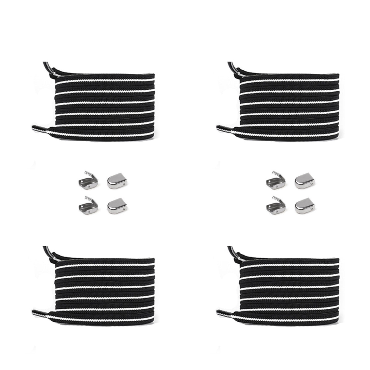 Elastische Schnürsenkel 6 mm – schwarz-weiß, Ansicht 2